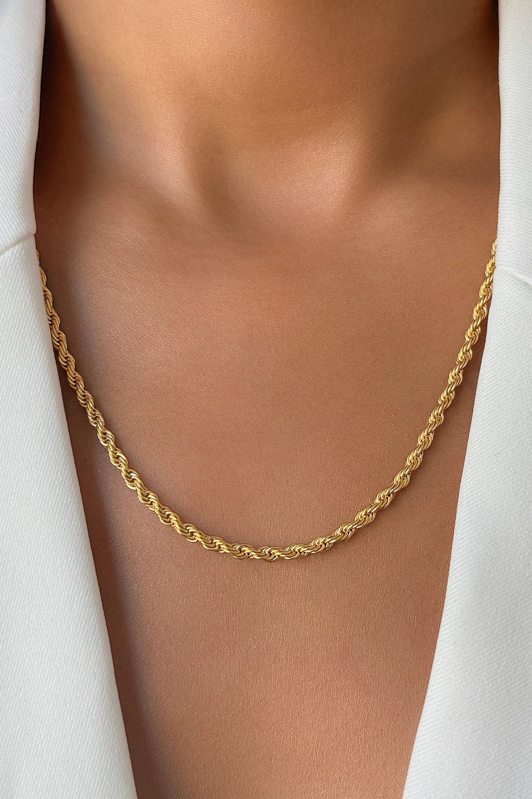 Sea Rope Stainless Steel Chain styled on neck – custom jewelry with nautical inspiration for modern elegance