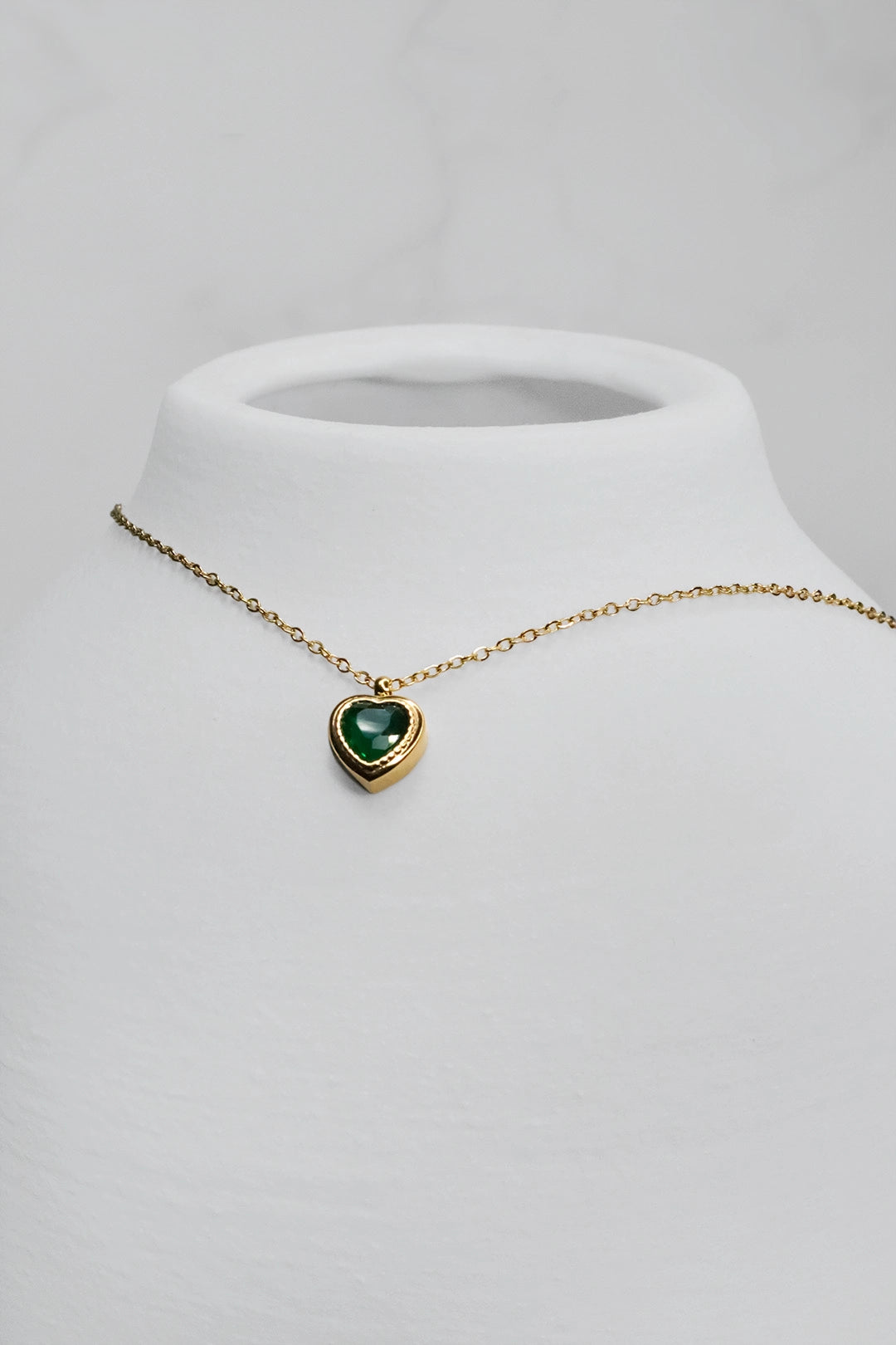 Custom Green Oasis Necklace with stainless steel and green enamel – part of Palusci’s jewelry collection
