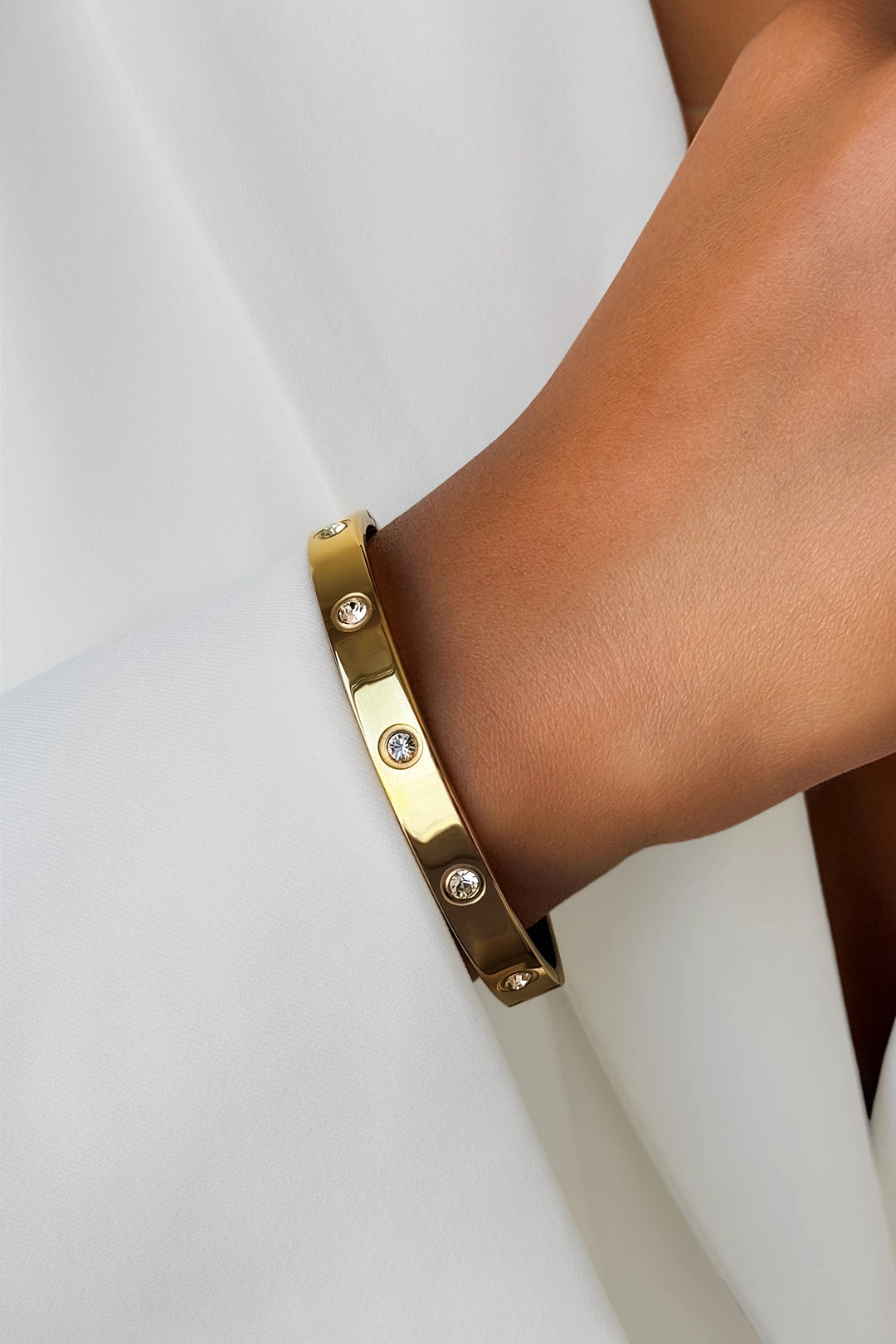 Elegant Sail Deluxe stainless steel bracelet styled on wrist – versatile fine jewelry piece for any occasion